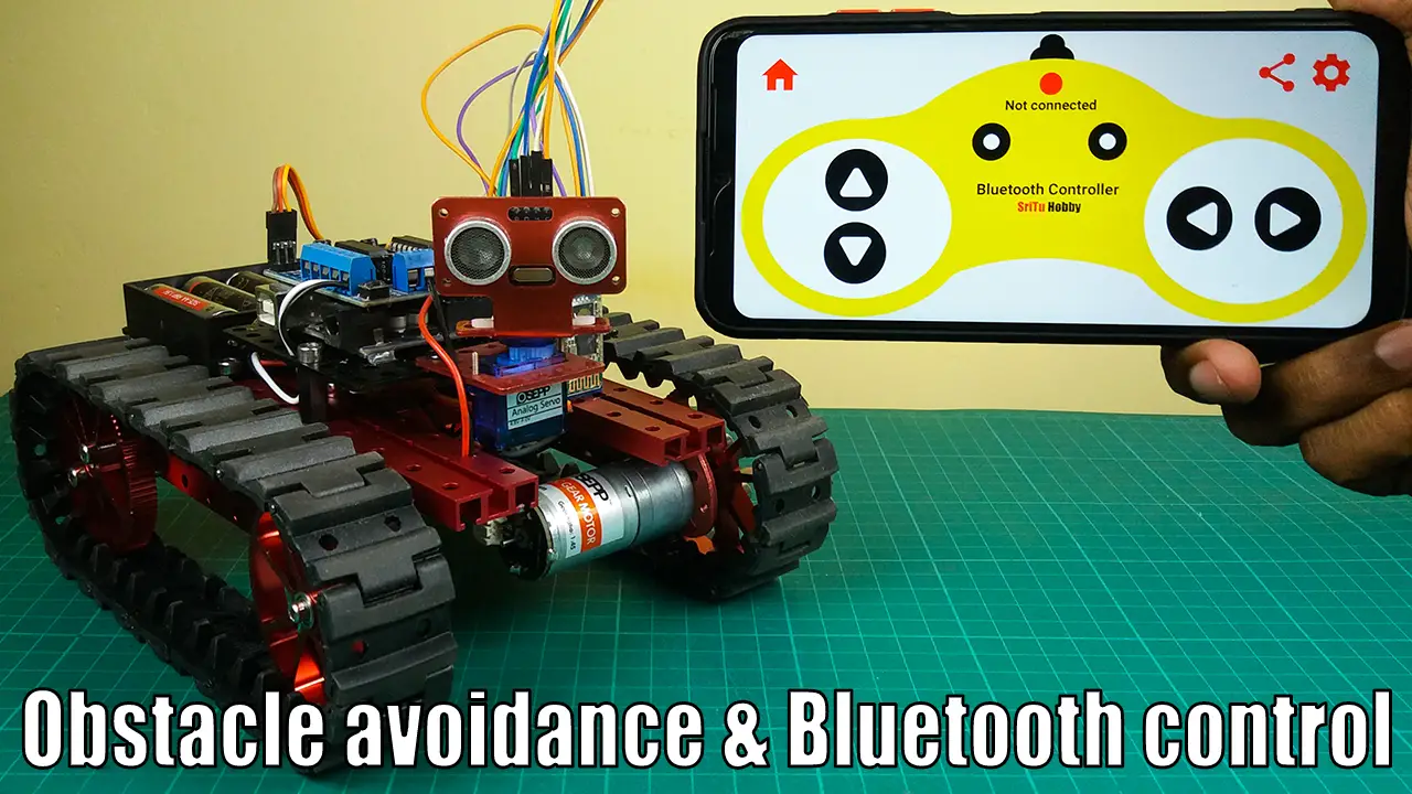 bluetooth controlled obstacle avoiding robot